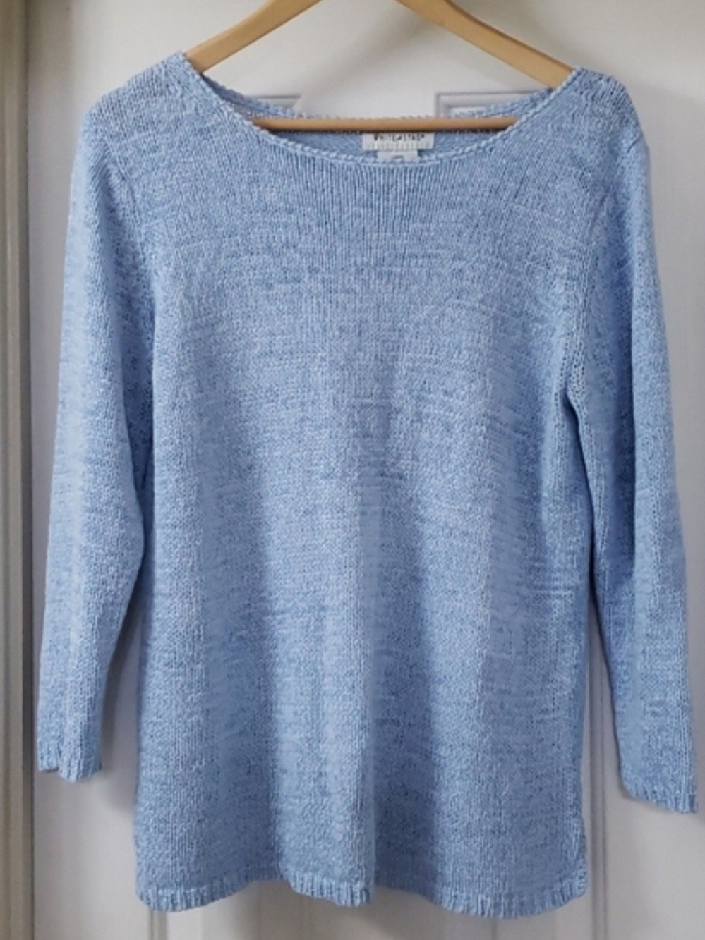 White Stag Women's Powder Blue Marled Knit Pullover Sweater Boat Neck